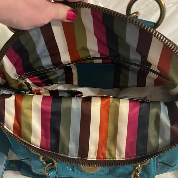 Coach Ltd. Edition 65th Anniversary Turquoise Patent Leather Francine Satchel - Picture 8 of 12